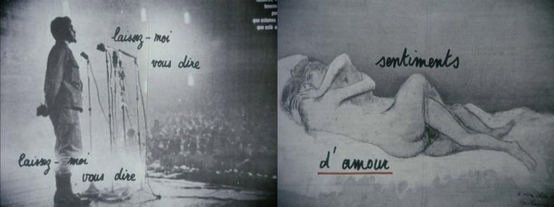 LE GAI SAVOIR, R: Jean-Luc Godard, F 1969, u.a. verwendete Godard diese beiden Standbilder zunächst im CINÉ-TRACT N°23 und später in LE GAI SAVOIR.